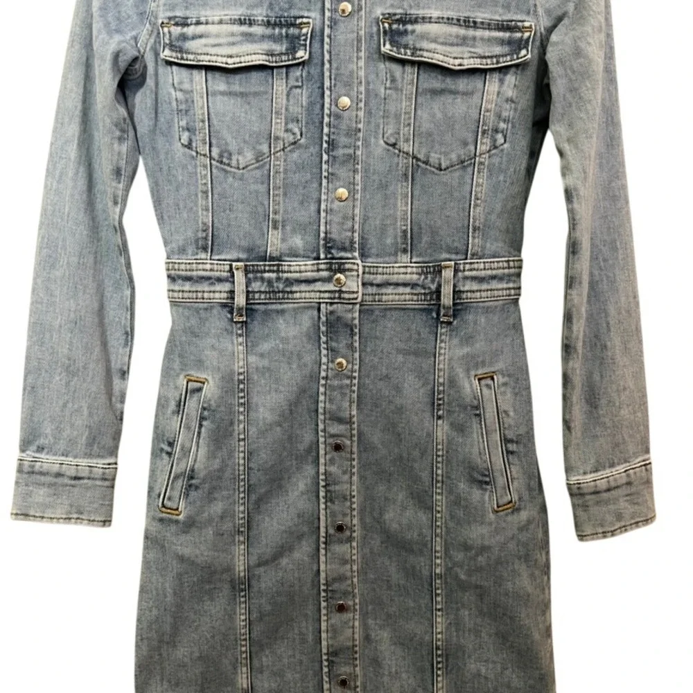 7‎ For All Mankind XS Denim Midi Dress Italian Fabric Western Grunge Cottagecore